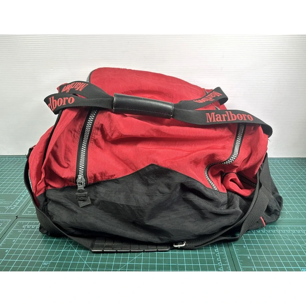 Vintage Marlboro Unlimited Duffel Bag Red Black Travel Gym Gear 90s Retro